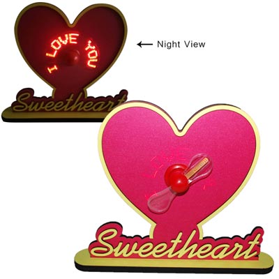 "Sweet Heart Desktop Stand with Small LED Rotating FAN-888-code005 - Click here to View more details about this Product